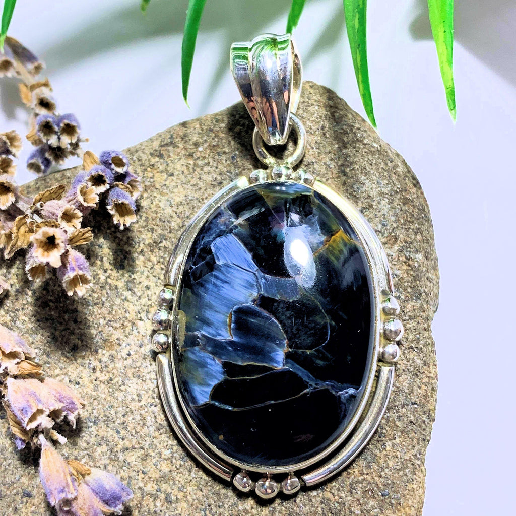 Pietersite Silky Blue Pendant in Sterling Silver (Includes Silver Chain) #2 - Earth Family Crystals