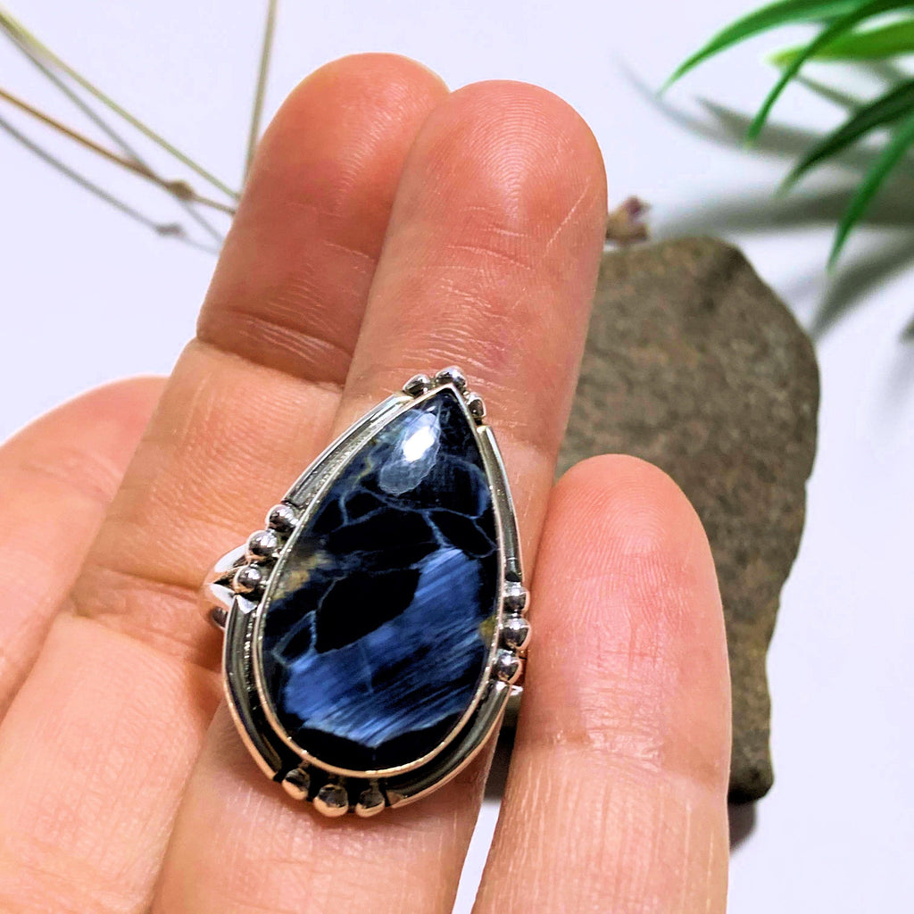 Pietersite Silky Blue Ring in Sterling Silver (Size 10.5 ) #4 - Earth Family Crystals