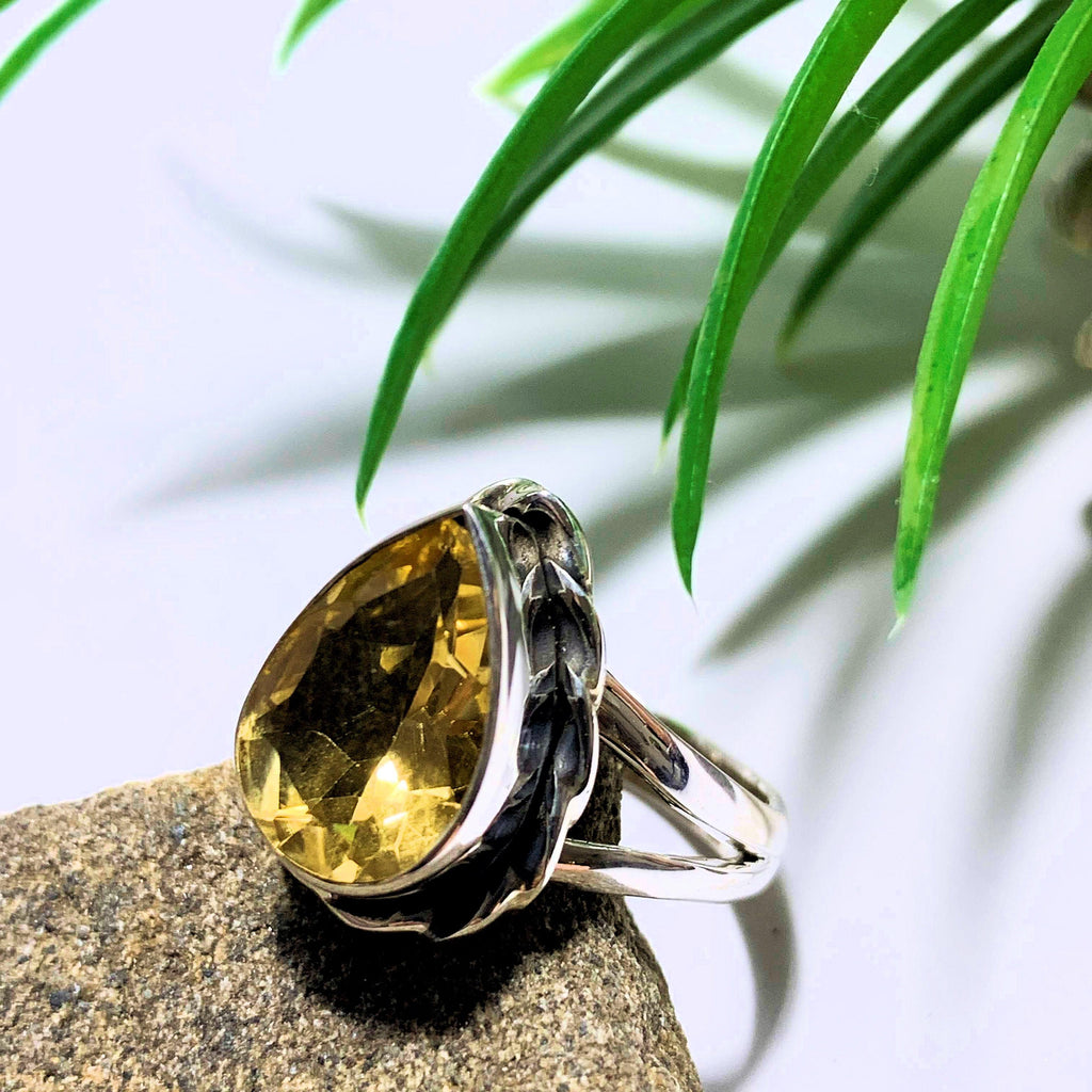 Citrine Faceted Ring in Sterling Silver (Size 8) - Earth Family Crystals