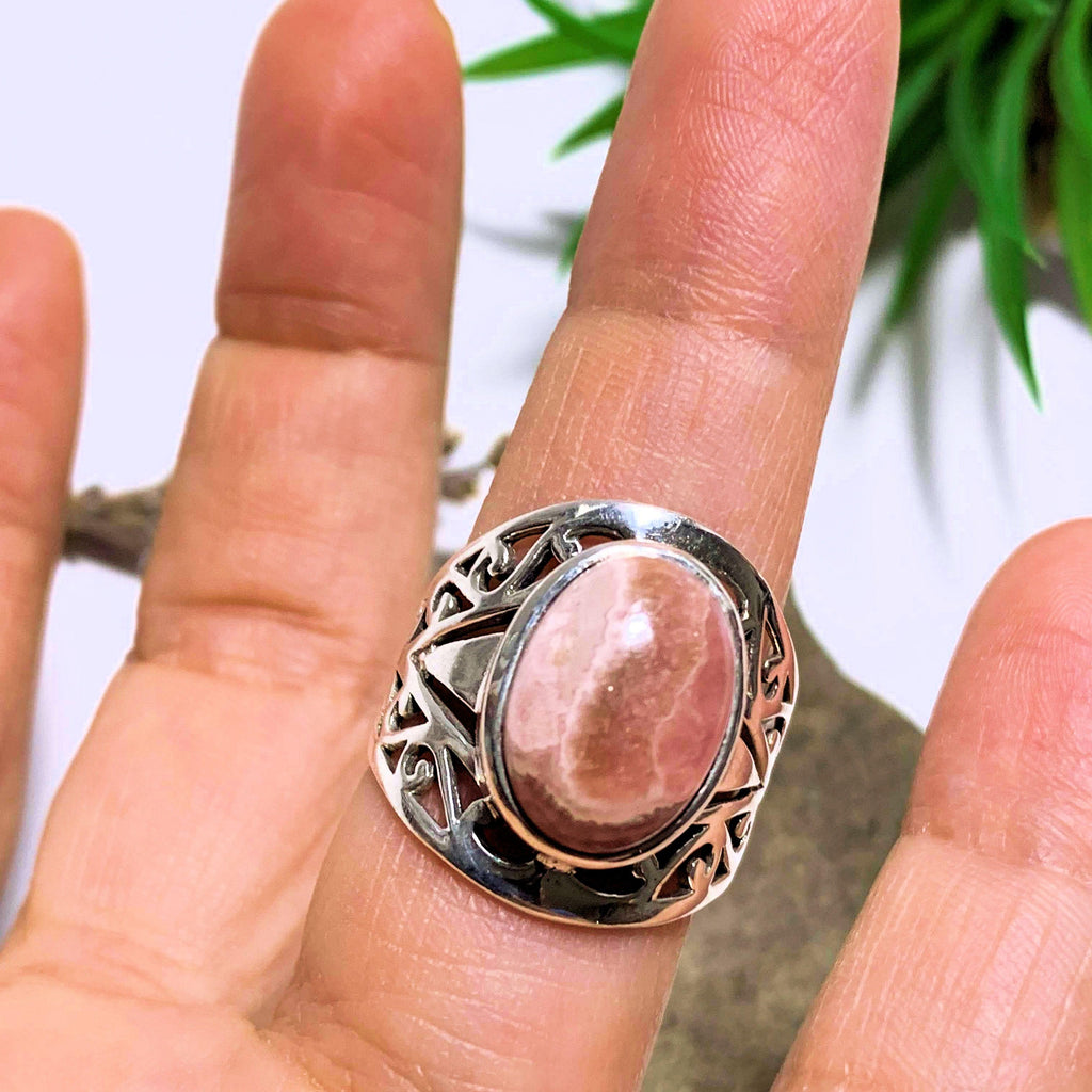 Rhodochrosite Elegance Sterling Silver Ring (Size 9) - Earth Family Crystals