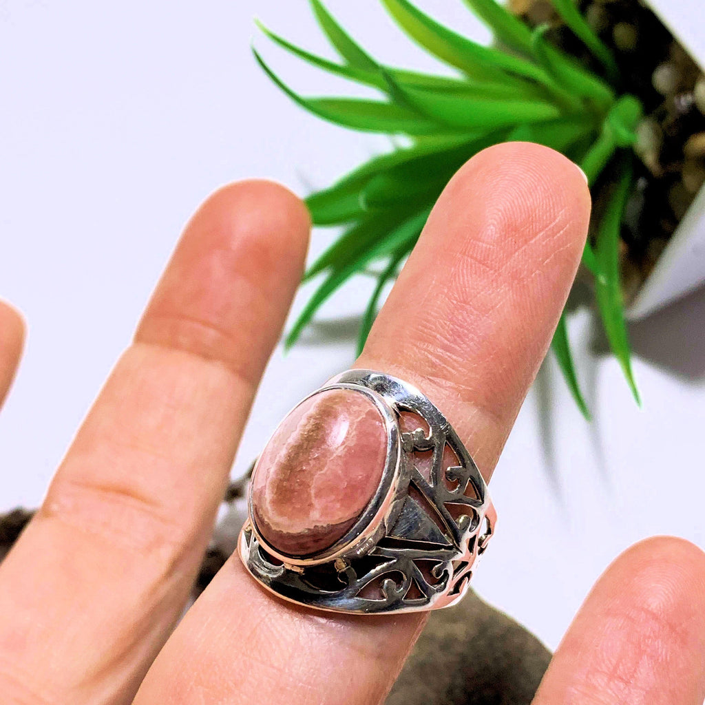 Rhodochrosite Elegance Sterling Silver Ring (Size 9) - Earth Family Crystals