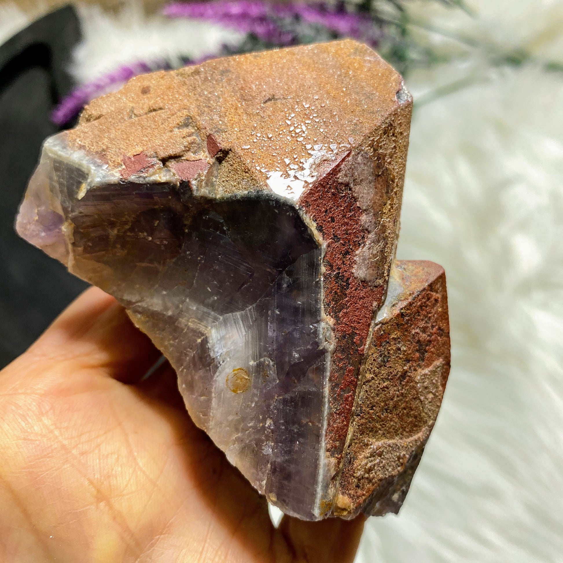 Record Keepers! Genuine Auralite-23 Large Elestial Mountain With Red Hematite Points From Canada - Earth Family Crystals