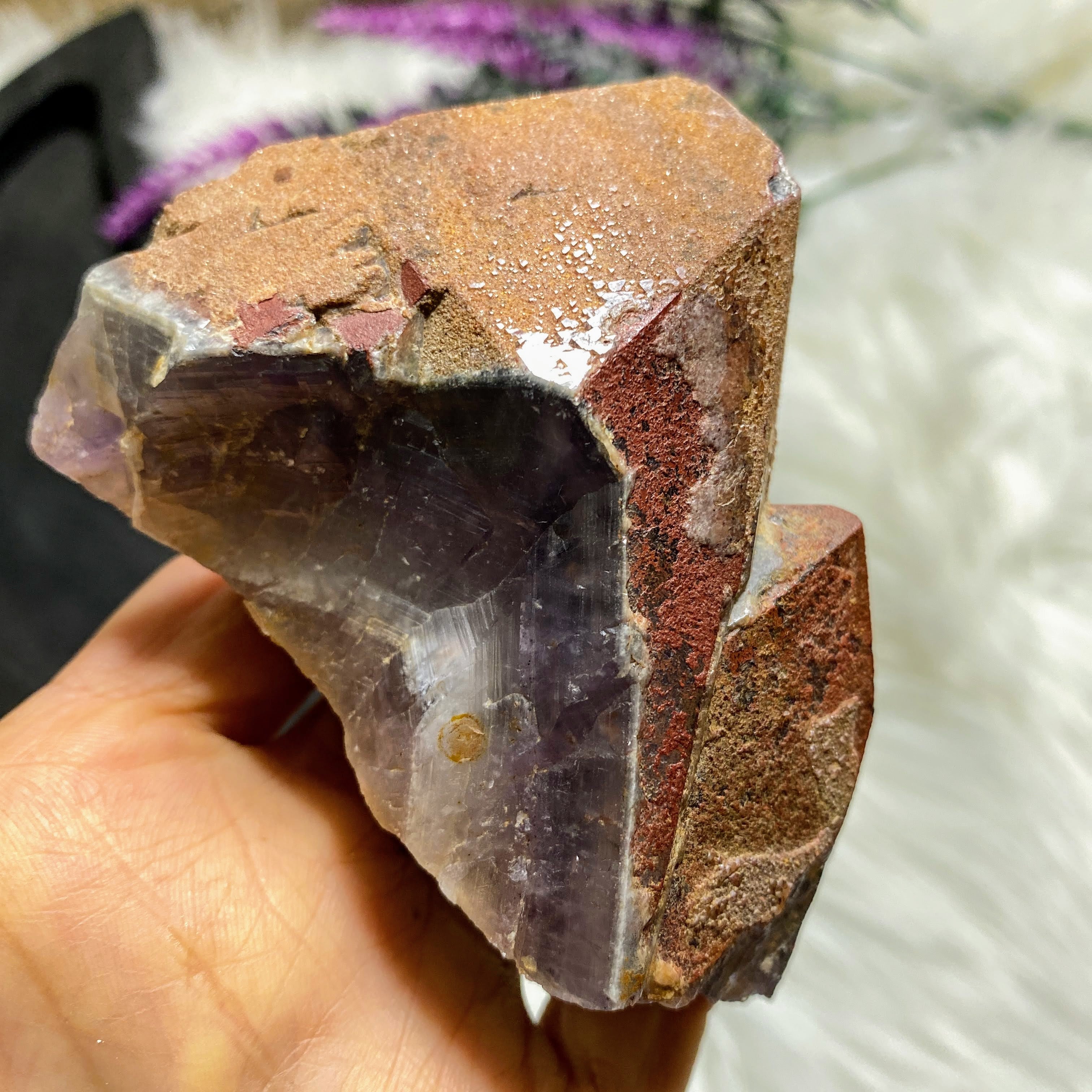Record Keepers! Genuine Auralite-23 Large Elestial Mountain With Red Hematite Points From Canada - Earth Family Crystals