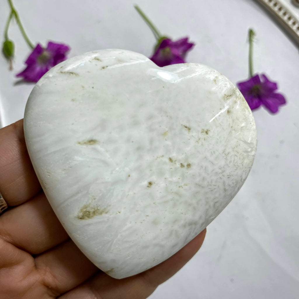 Scolecite Medium Heart Carving #1 - Earth Family Crystals