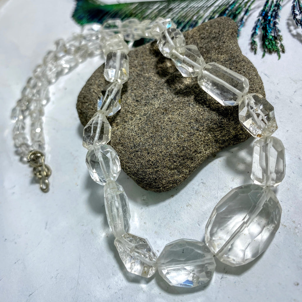 Incredible Herkimer Diamond & Rutilated Quartz Statement Necklace (16" Length) - Earth Family Crystals