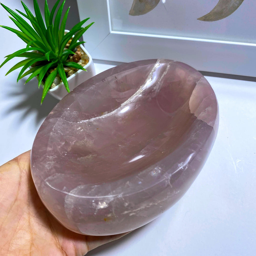 Gorgeous XL Deep Pink Rose Quartz Polished Bowl~Ideal to Store Special Jewels! - Earth Family Crystals