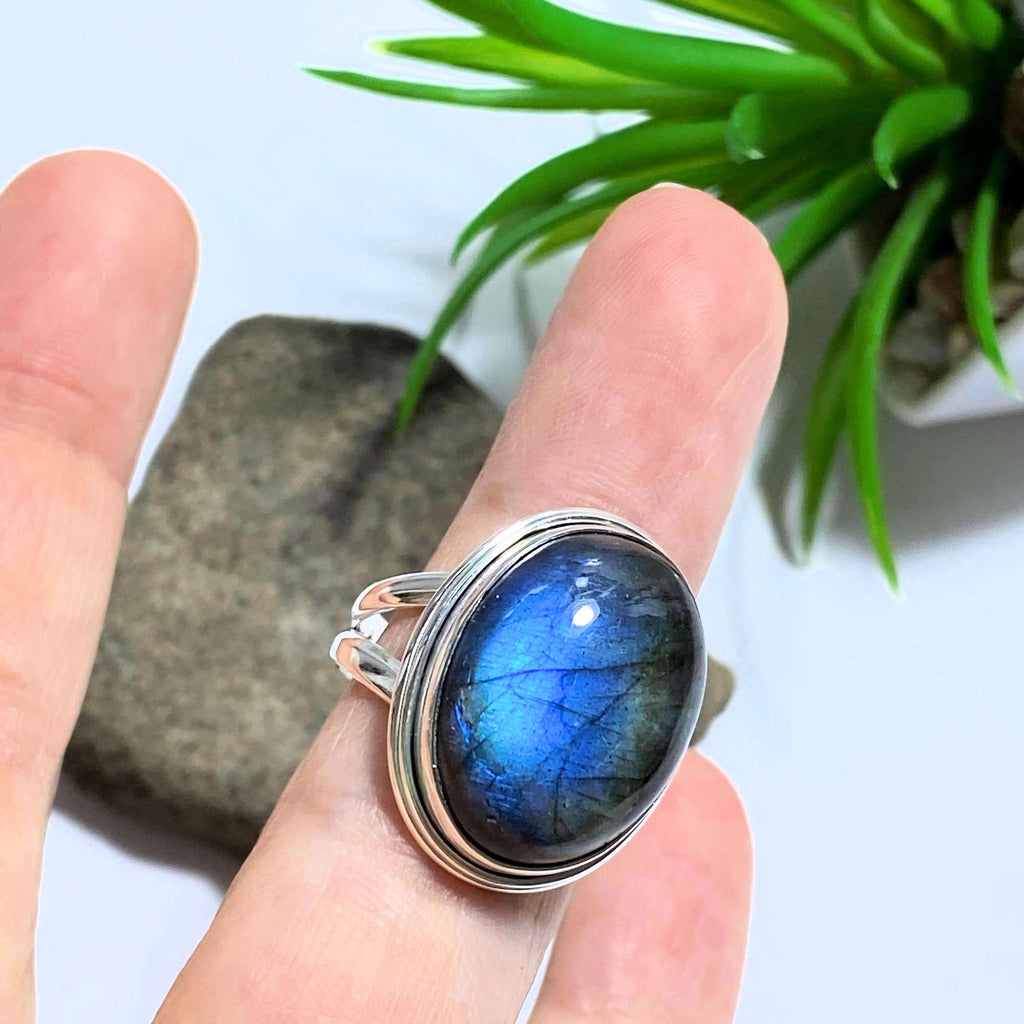 Cobalt Blue Flashes Labradorite Sterling Silver Ring (Size 9) - Earth Family Crystals