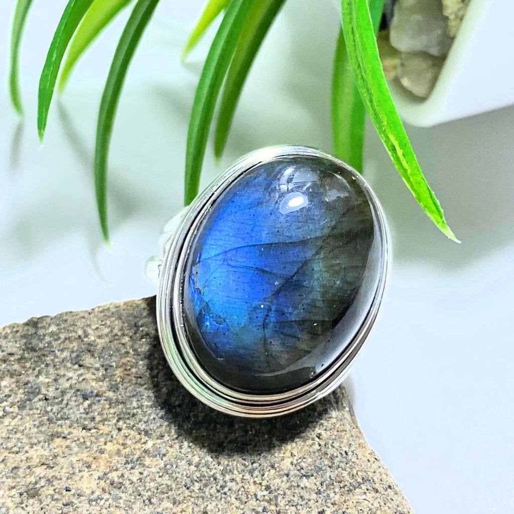 Cobalt Blue Flashes Labradorite Sterling Silver Ring (Size 9) - Earth Family Crystals