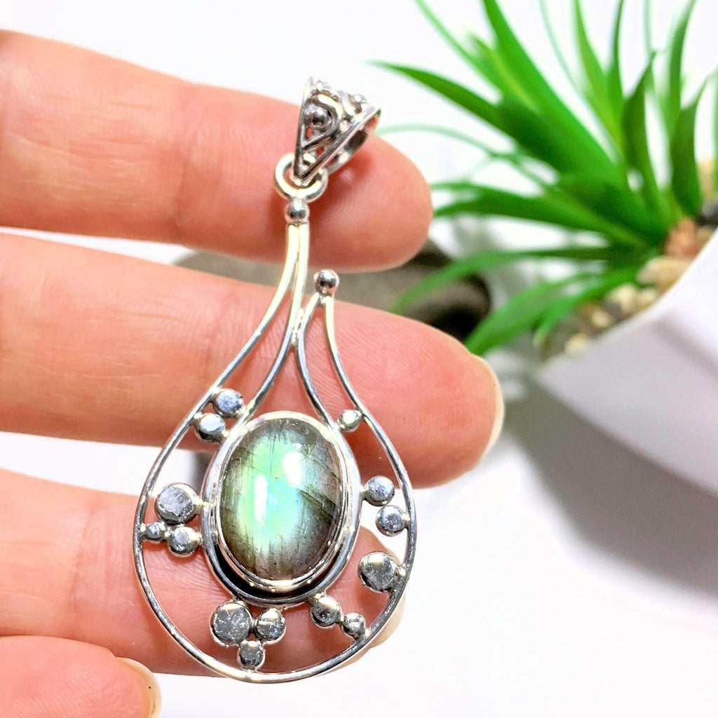 Gorgeous Sea Foam Green Labradorite Sterling Silver Pendant (Includes Silver Chain) - Earth Family Crystals