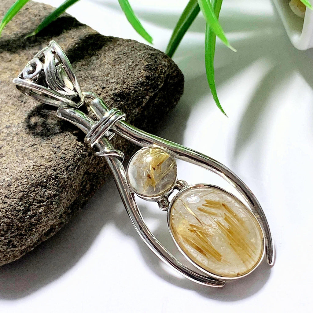 Gorgeous Golden Rutilated Quartz Sterling Silver Pendant (Includes Silver Chain) - Earth Family Crystals