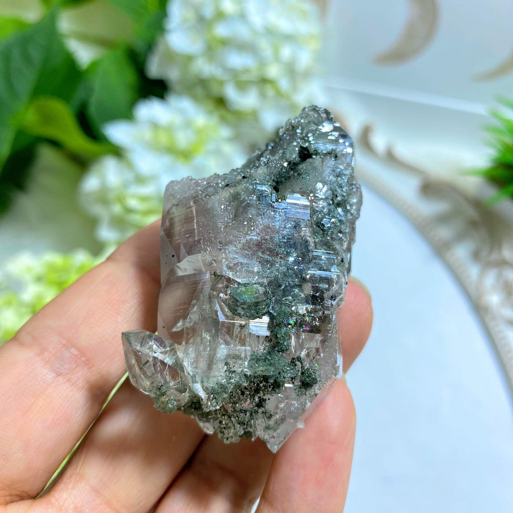 Incredible Rare Elestial Green Samadhi Himalayan Quartz Point With Self Healing & Rutile Inclusions - Earth Family Crystals