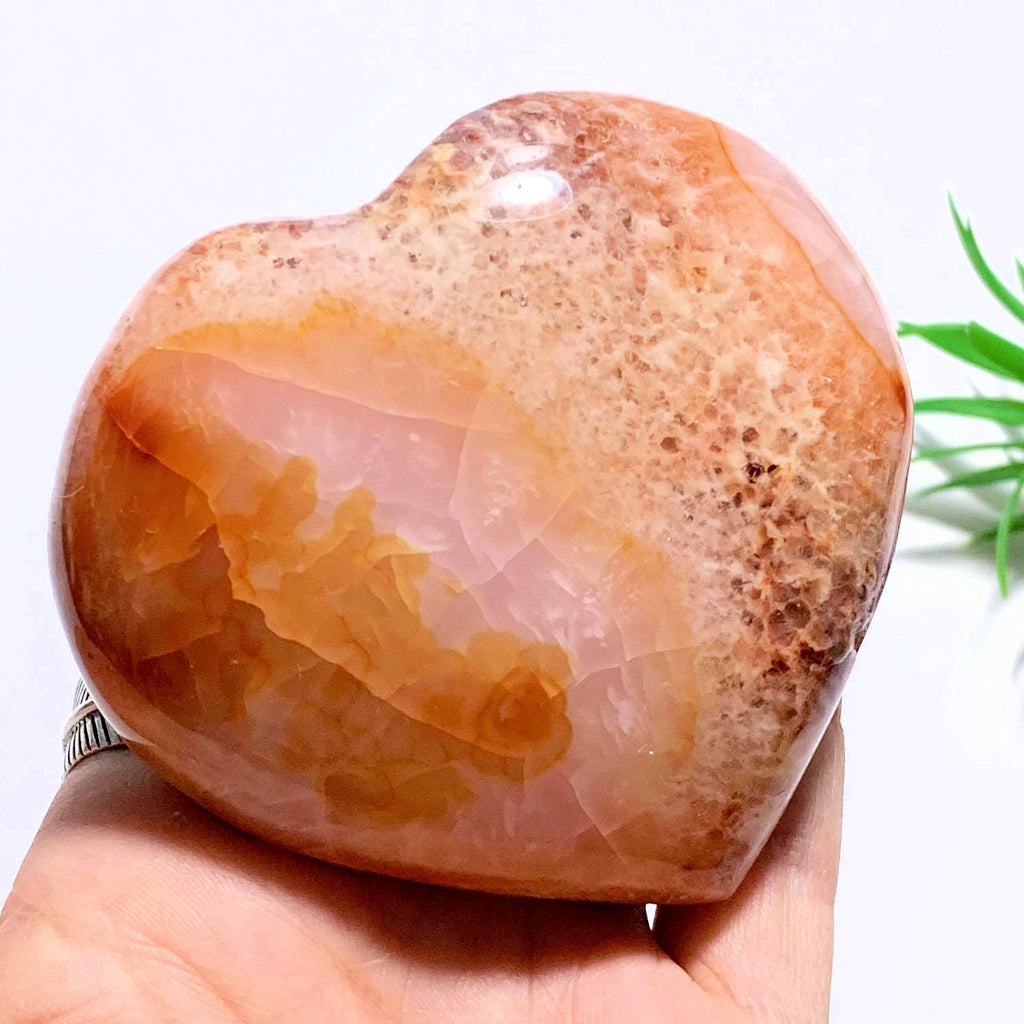 Carnelian Love Heart With Rare Raw Points on Top From Madagascar - Earth Family Crystals