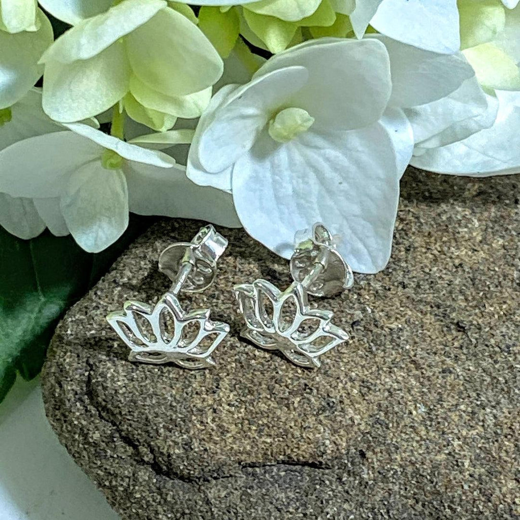 Cute Lotus Sterling Silver Studs - Earth Family Crystals