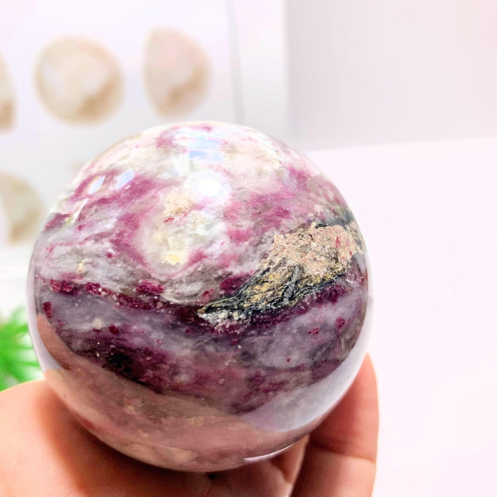 Reserved For Lizabet M. Rubellite Tourmaline & White Quartz Large Sphere From Madagascar #2 - Earth Family Crystals