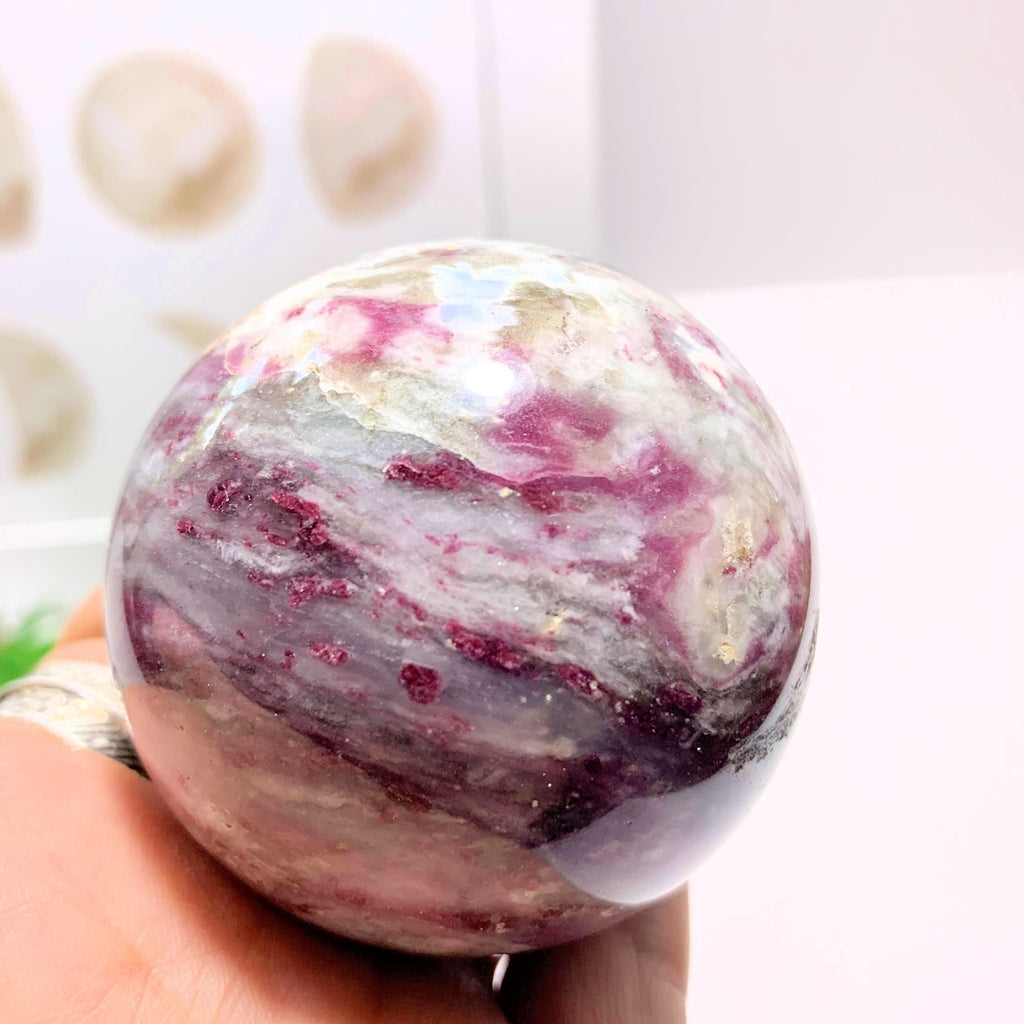 Reserved For Lizabet M. Rubellite Tourmaline & White Quartz Large Sphere From Madagascar #2 - Earth Family Crystals