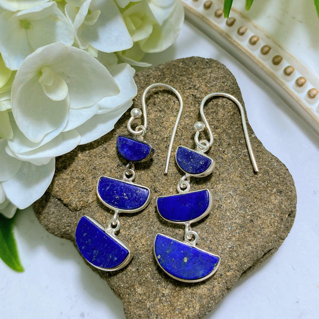 Reserved For Gina Cobalt Blue Lapis Lazuli Sterling Silver Earrings - Earth Family Crystals