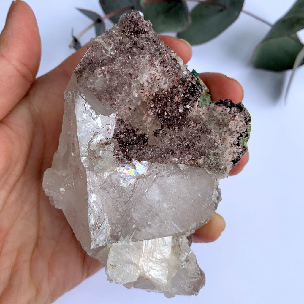 Huge Rainbows Chunky & Unusual Calcite With Stilbite, Clear Apophyllite & Green Heulandite Inclusions - Earth Family Crystals