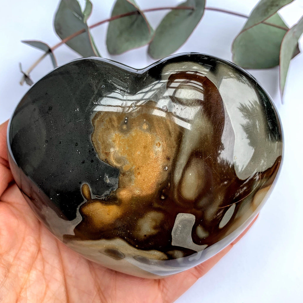 Shiny Earth Tones Large Polychrome Jasper Love Heart Carving9 - Earth Family Crystals