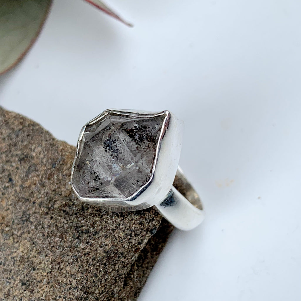 Fabulous Raw & Unpolished NY Herkimer Diamond Free form Sterling Silver Ring (Size 5) #3 - Earth Family Crystals