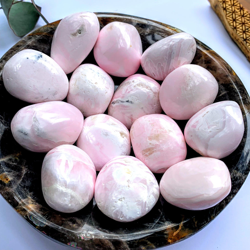 One Creamy Pink Mangano Calcite Medium Pocket Stone - Earth Family Crystals