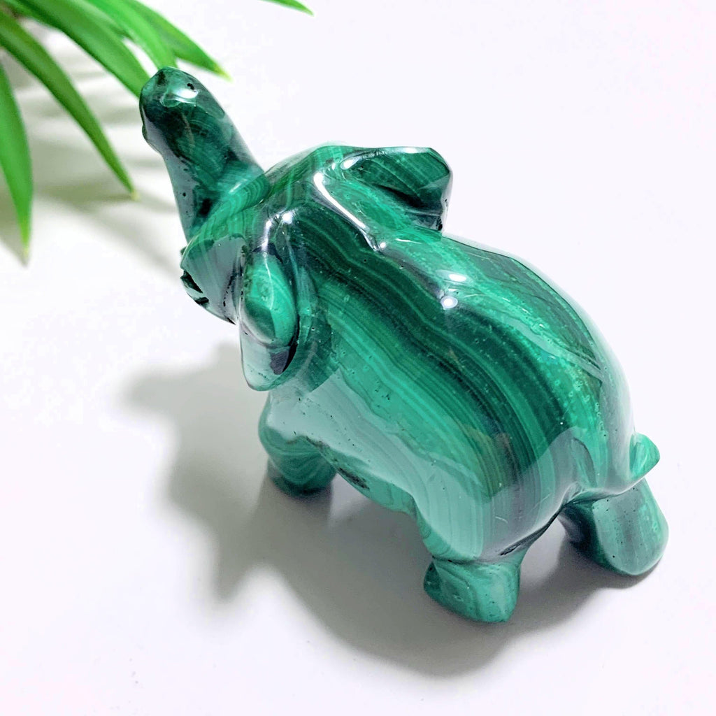 Adorable Malachite Elephant Standing Display Carving #3 - Earth Family Crystals