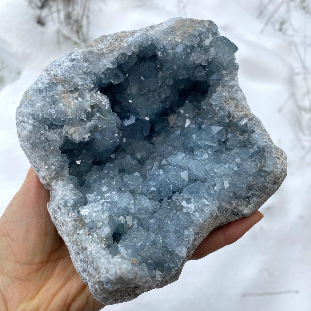 Reserved for Duchess.B~ Celestite Sweet Blue Natural Druzy Display Geode XL From Madagascar - Earth Family Crystals