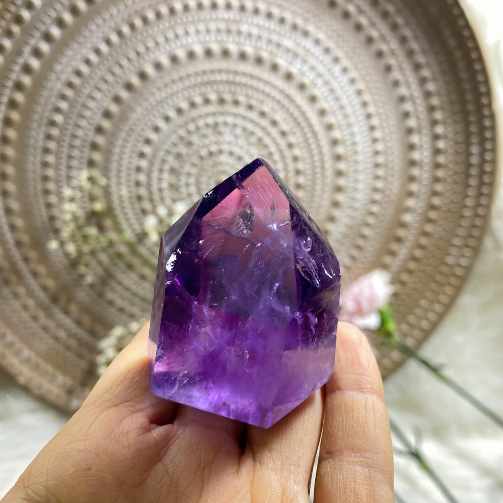 Deep Purple Amethyst Partially Polished Tower From Brazil - Earth Family Crystals