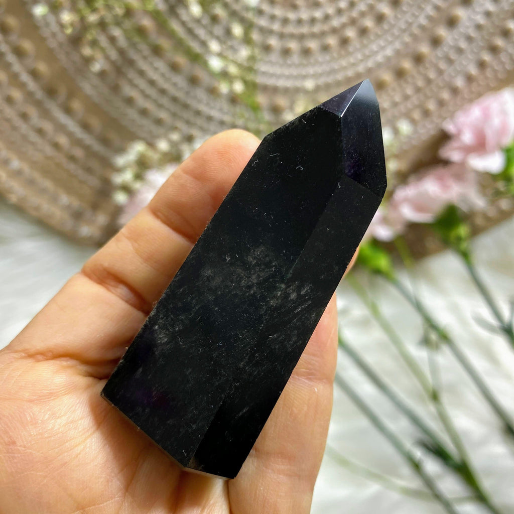 Black Obsidian Polished Tower from Brazil - Earth Family Crystals