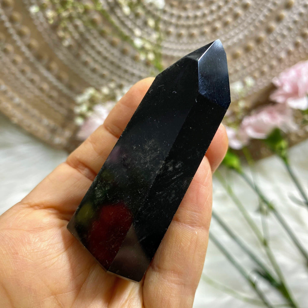 Black Obsidian Polished Tower from Brazil - Earth Family Crystals