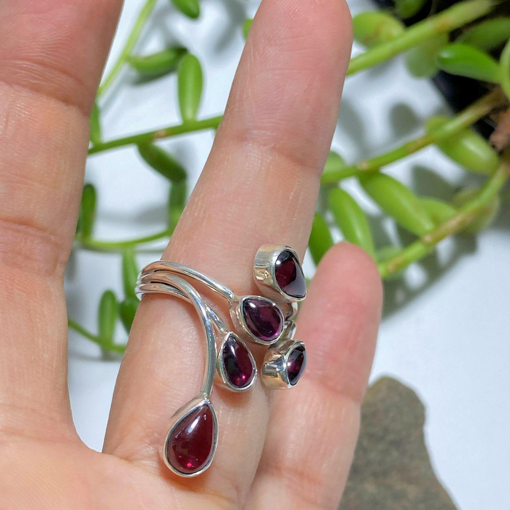 Red Garnet  Sterling Silver Ring (Size Adjustable~9-9.5) - Earth Family Crystals