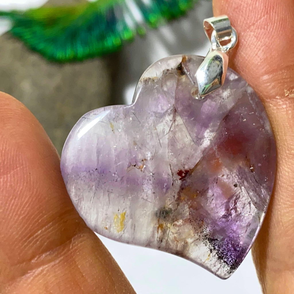 Gorgeous Inclusions Genuine Auralite-23 Heart Pendant (Includes Silver Chain) - Earth Family Crystals