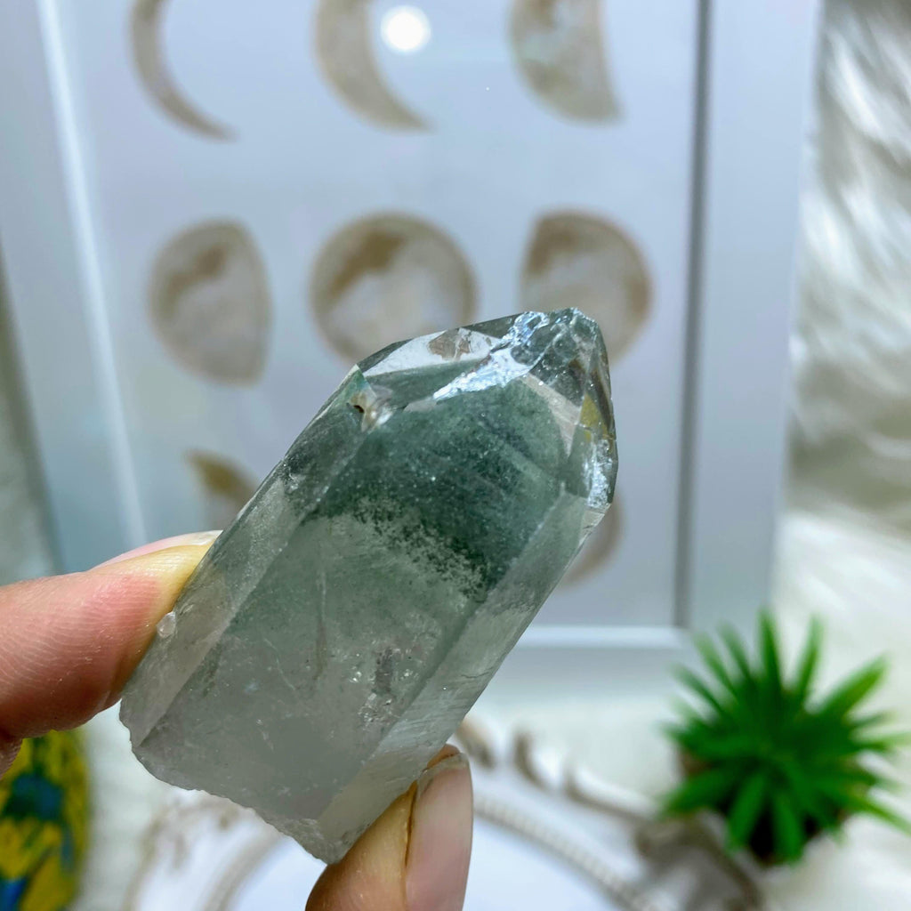 Rare ~Phantom Green Samadhi Himalayan Quartz Point - Earth Family Crystals