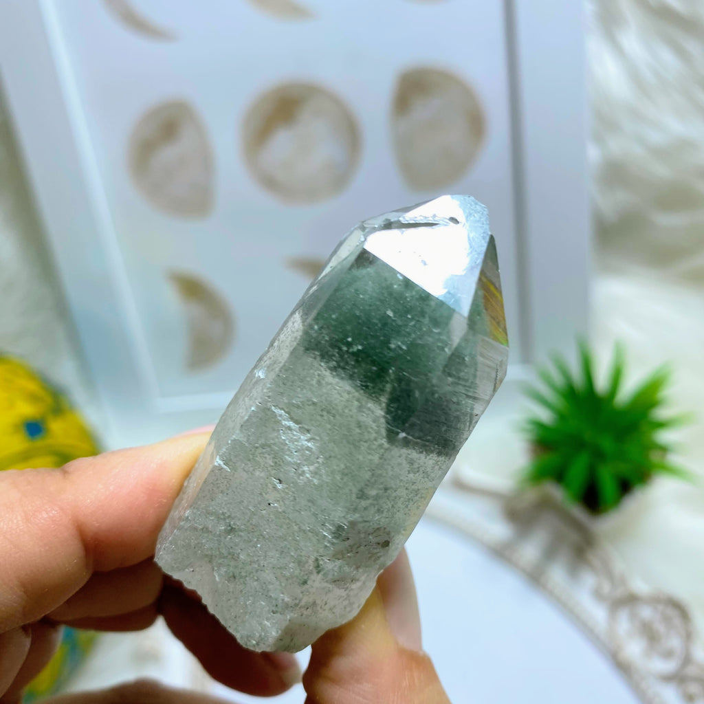 Rare ~Phantom Green Samadhi Himalayan Quartz Point - Earth Family Crystals