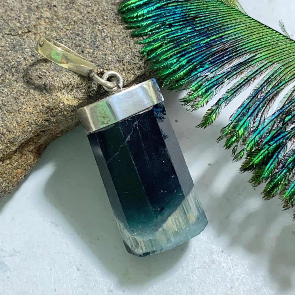 Blue Indicolite Tourmaline Terminated Point Pendant in Sterling Silver (Includes Silver Chain) *REDUCED - Earth Family Crystals