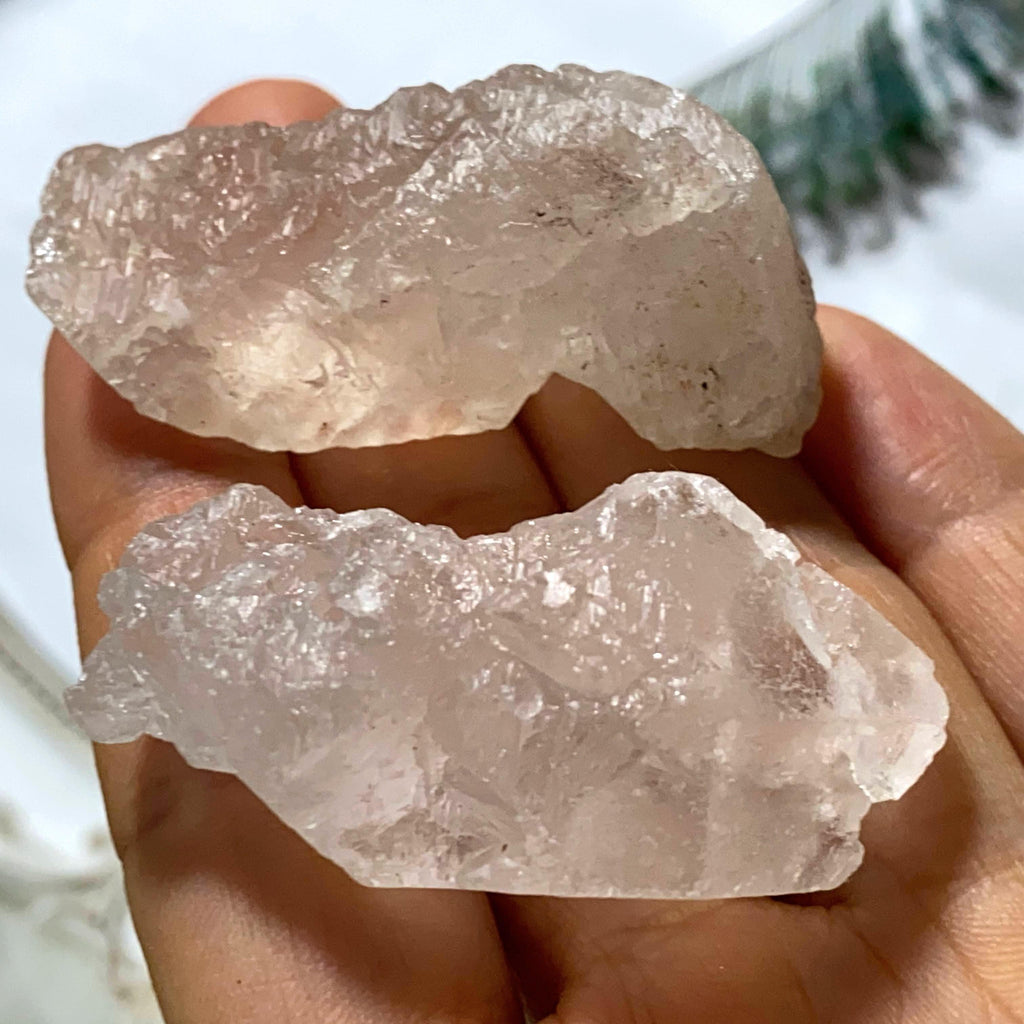 Set of 2 ~Pink & White Nirvana Ice Quartz Crystal Points from The Himalayas - Earth Family Crystals