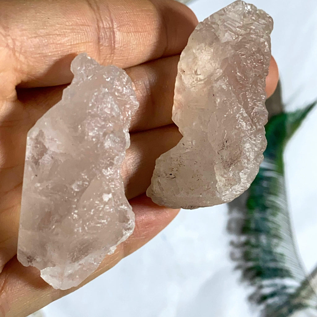 Set of 2 ~Pink & White Nirvana Ice Quartz Crystal Points from The Himalayas - Earth Family Crystals