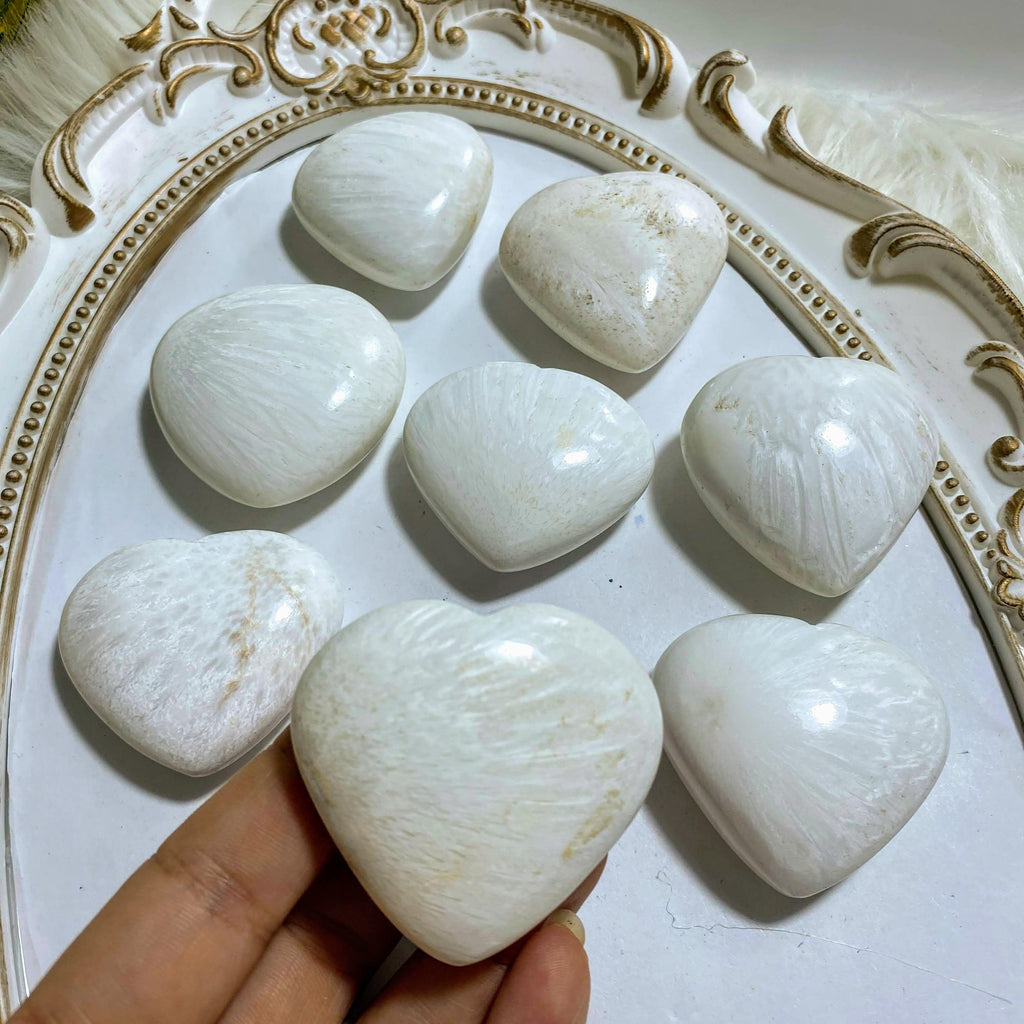 One Creamy Scolecite Small Heart Carving - Earth Family Crystals