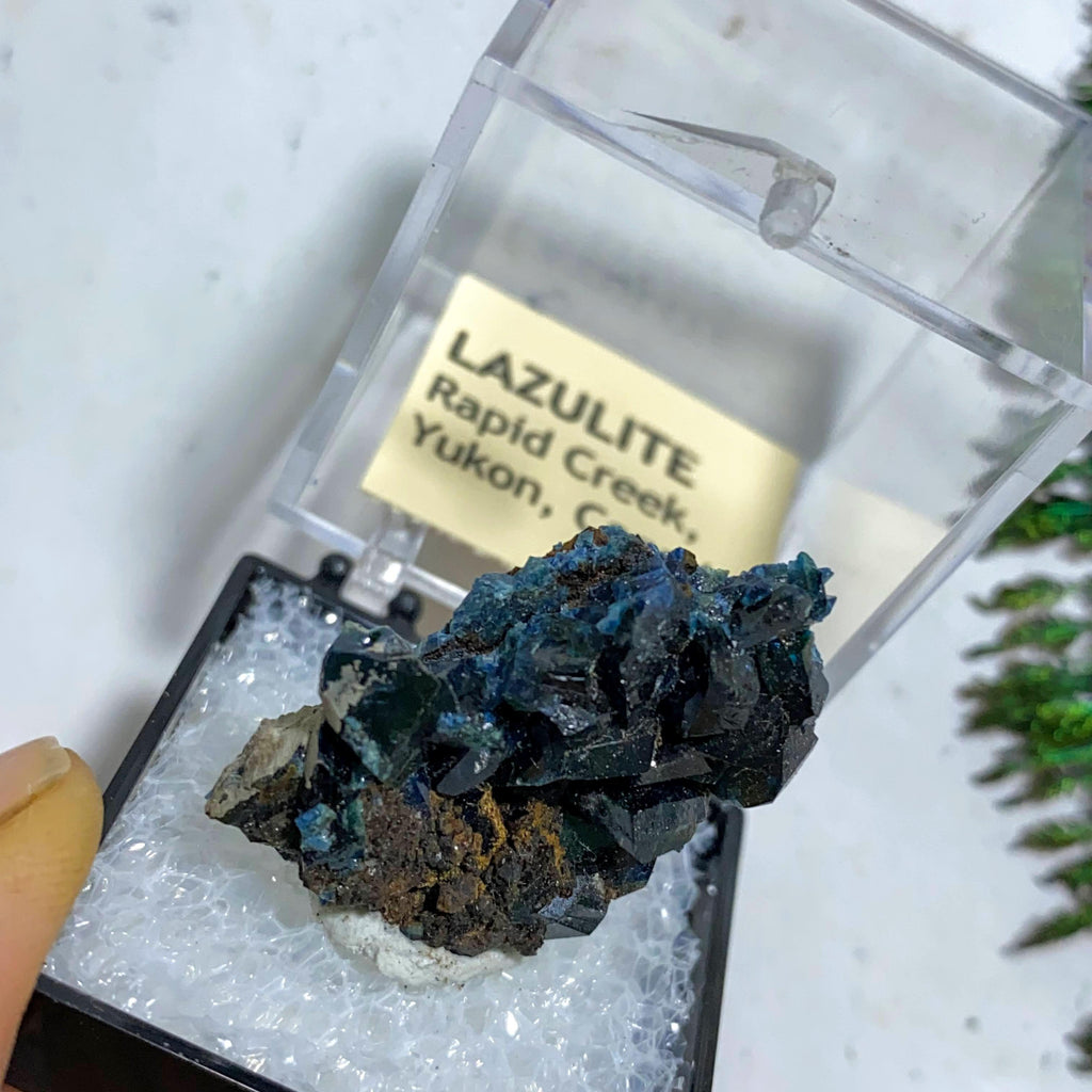 Very Rare! Lazulite Crystal Collectors Specimen in Box From Rapid Creek, Yukon, Canada - Earth Family Crystals