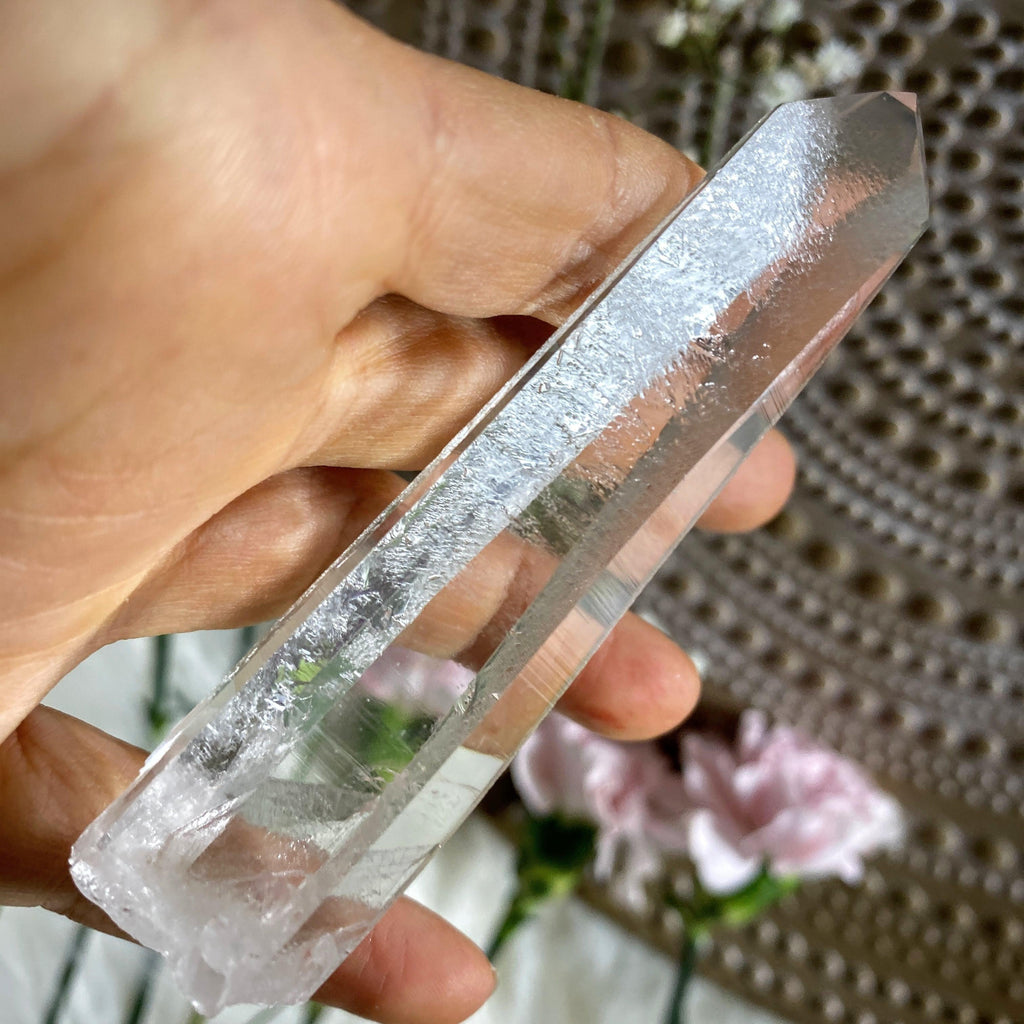 Laser Wand! Unpolished Lemurian Quartz Point With Record Keepers From Brazil - Earth Family Crystals