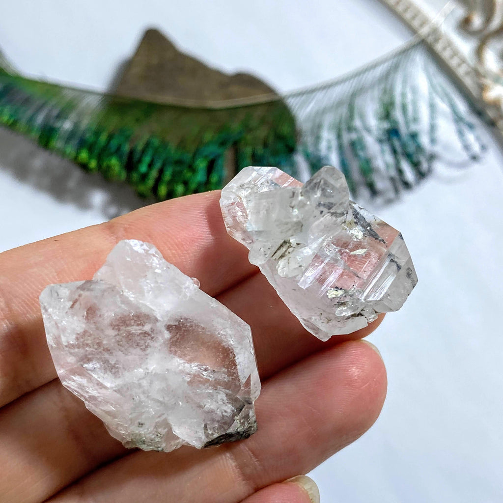Set of 2 Double Terminated  Faden Quartz with Chlorite Inclusions - Earth Family Crystals