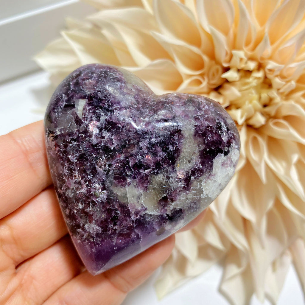 Lilac Lepidolite Medium Heart Carving From Brazil #3 - Earth Family Crystals