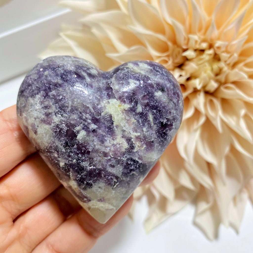 Lilac Lepidolite Medium Heart Carving From Brazil #4 - Earth Family Crystals
