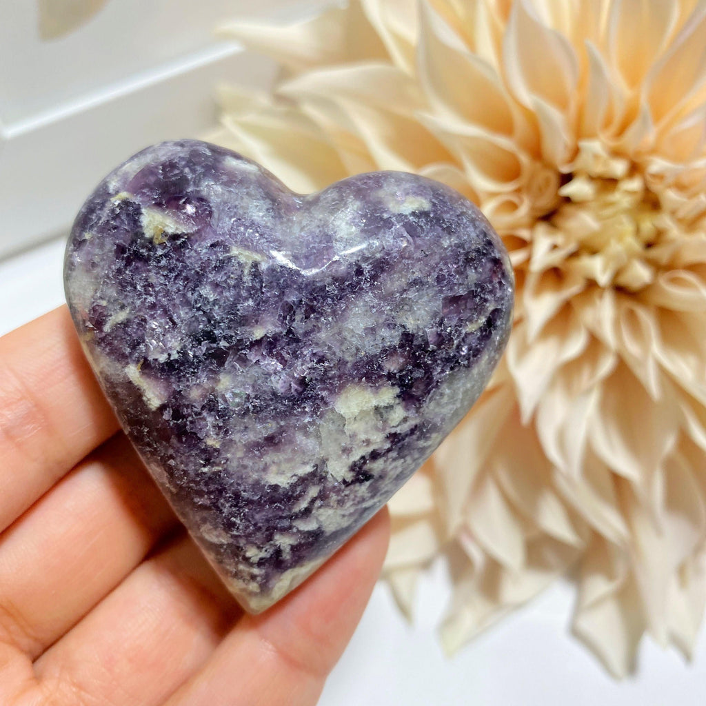 Lilac Lepidolite Medium Heart Carving From Brazil #4 - Earth Family Crystals