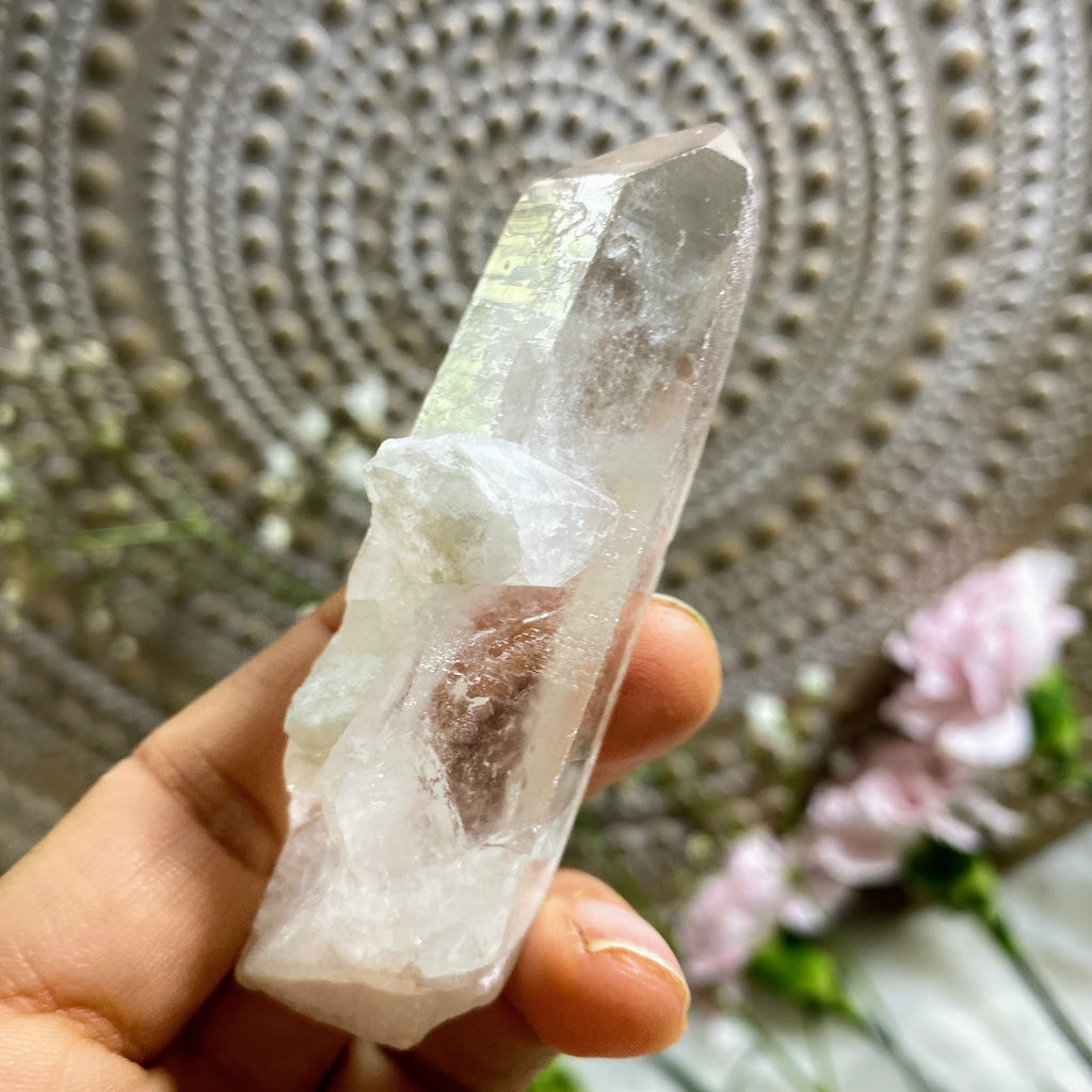 Brilliant Natural Lemurian Quartz Point With Record Keepers From Brazil - Earth Family Crystals