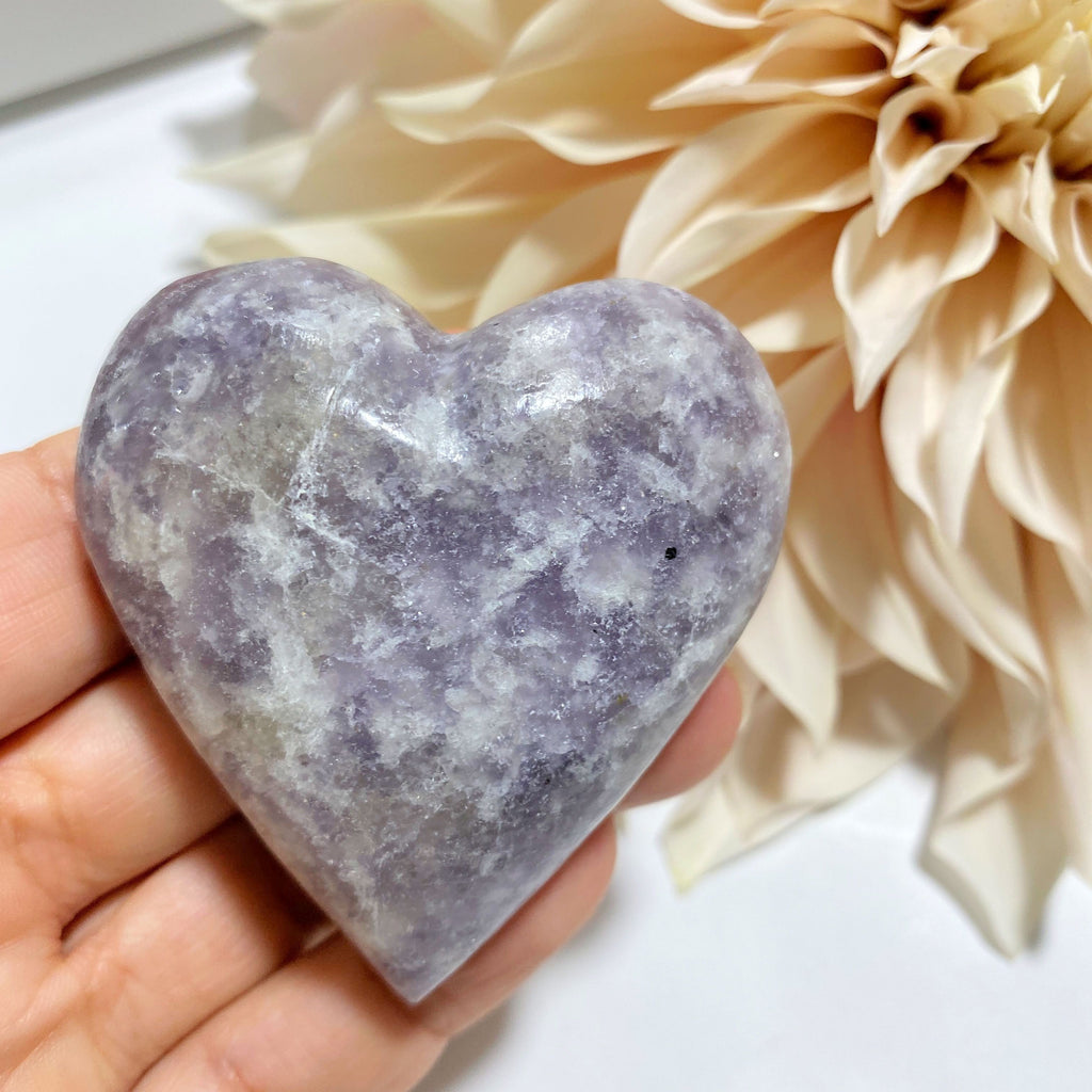Lilac Lepidolite Medium Heart Carving From Brazil #5 - Earth Family Crystals