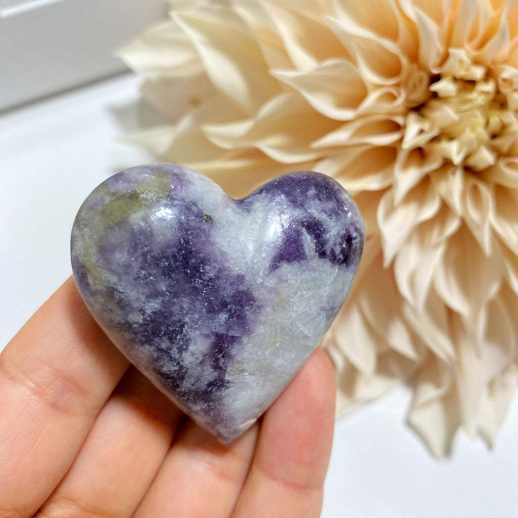Lilac Lepidolite Small Heart Carving From Brazil #1 - Earth Family Crystals
