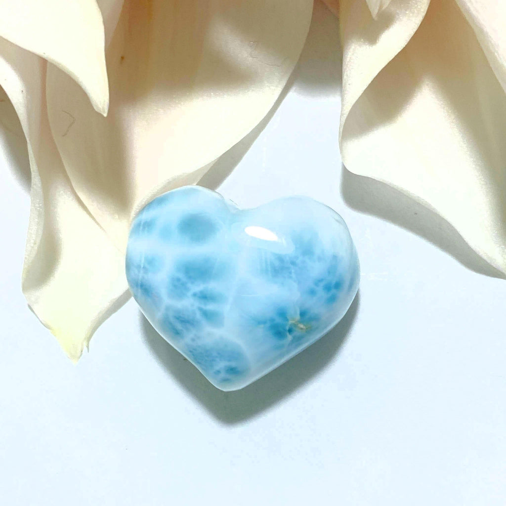 Blue Larimar Dainty Heart Carving~Locality: Dominican Republic #2 - Earth Family Crystals