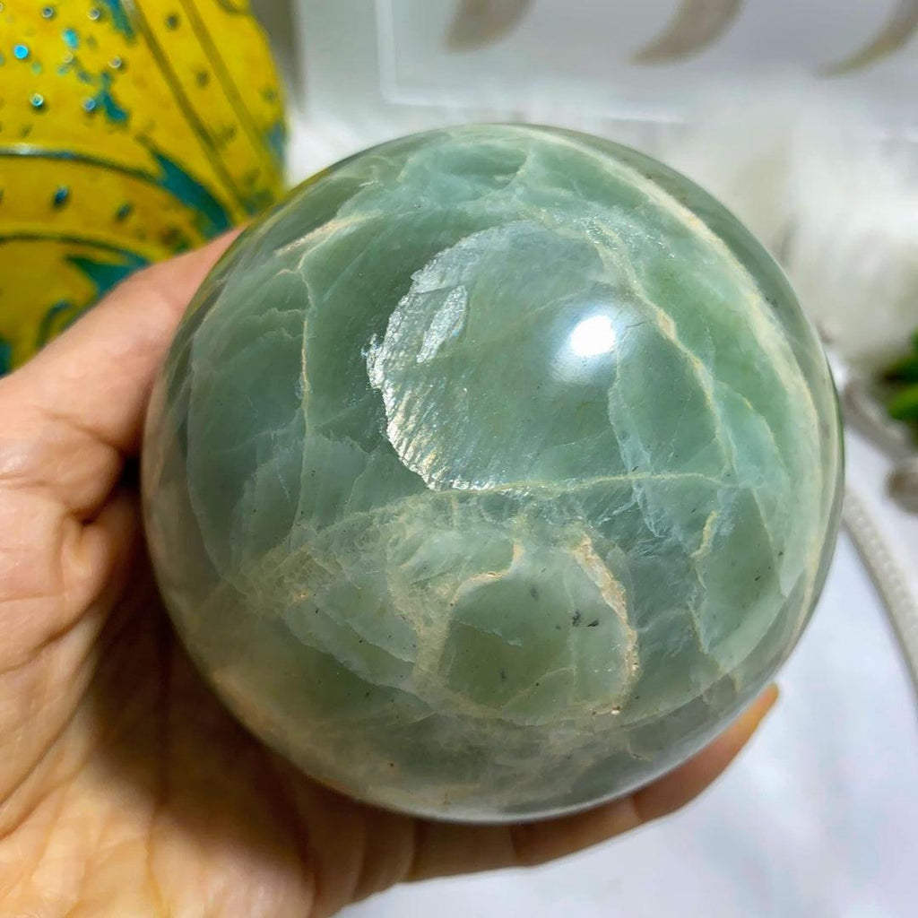 Fascinating Frosty Green XL Garnierite Sphere Carving ~Locality Madagascar - Earth Family Crystals