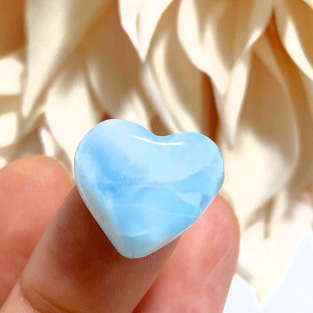 Blue Larimar Dainty Heart Carving~Locality: Dominican Republic #4 - Earth Family Crystals