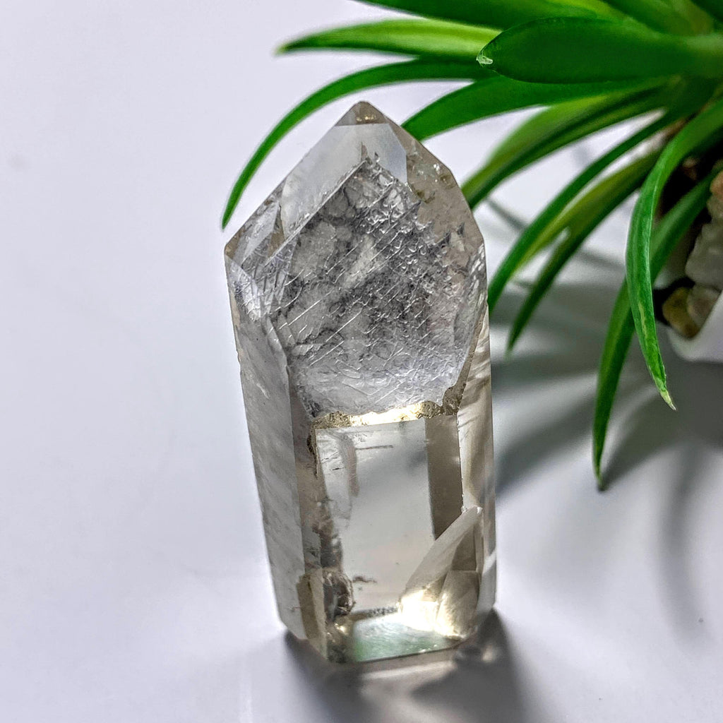Phantom Chlorite Quartz Standing Tower Partially Polished~Locality Madagascar - Earth Family Crystals